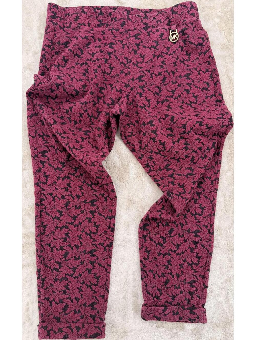 Michael Kors Boho Leaf Print Leggings Slim Fit Size‎ L Knit Fabric